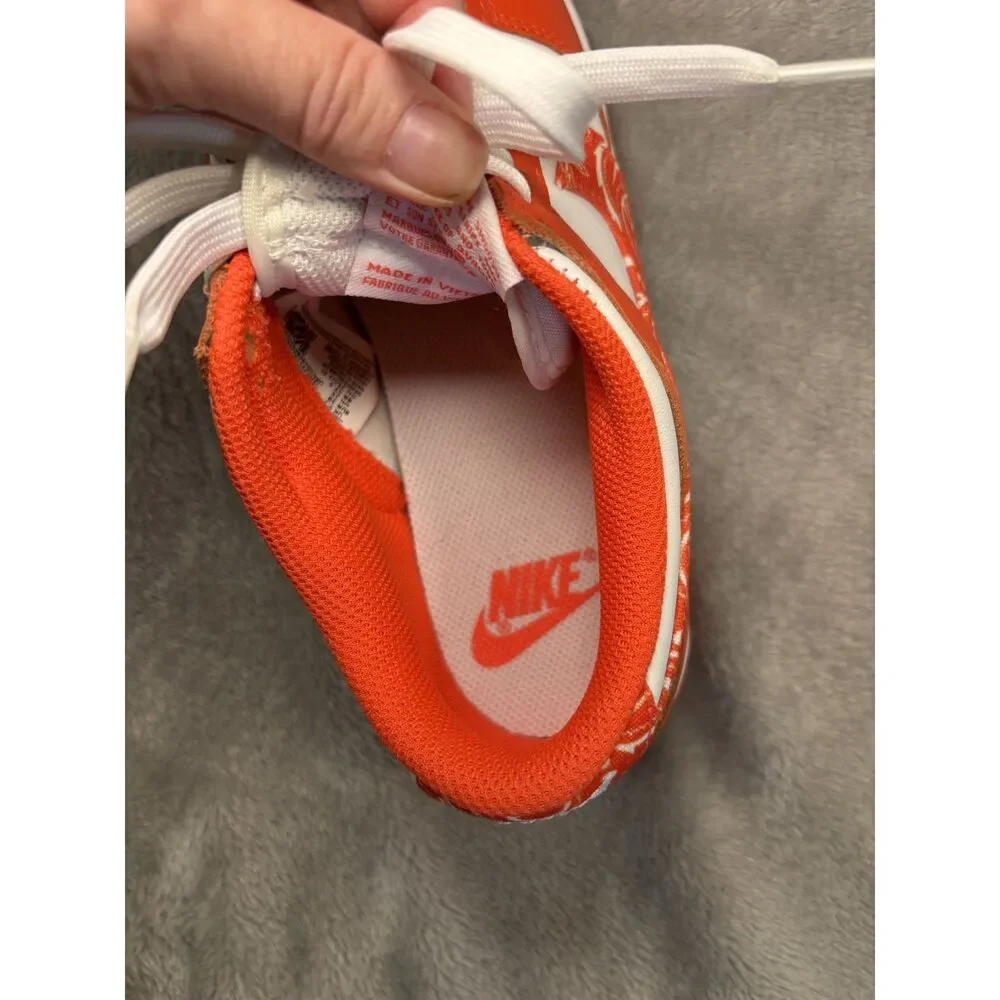 Nike Dunk Low Orange Paisley Color Block Sneakers Size 8W Retro Basketball 80s - Picture 10 of 11